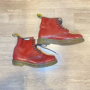 Burgundy Dr. Martens in decent condition. Very comfy | great for everyday wear.